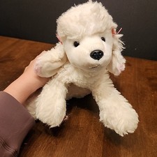 Animal Alley White Poodle Dog 12" Long Bean Plush Stuffed Toys R Us Pink Puppy