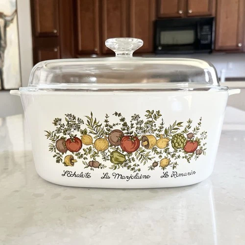 VTG Spice of Life 5QT CorningWare Casserole A-5-B and PYREX Lid A-12-C No Chips!