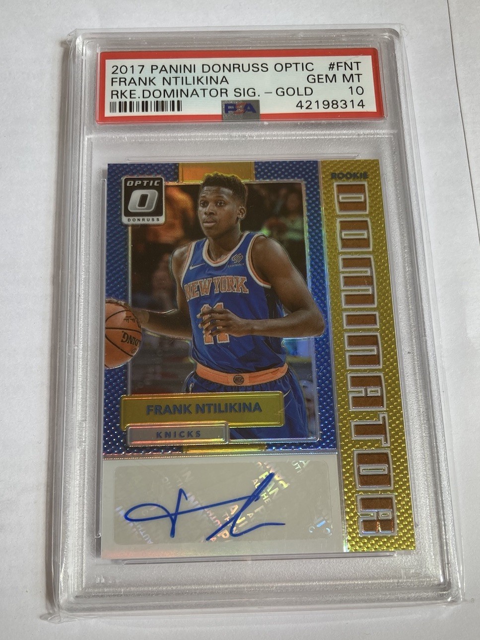 2017 Donruss Optic Frank Ntilikina Dominator Gold Sig. #/10 PSA 10 RC 