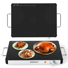 16" x 12" Electric Warming Tray Tempered Glass Food Warmer w/ Anti-Scalding