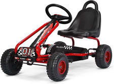 Go Kart a Pedali per Bambini, Karting Con 4 Ruote Antiurto E Freno a Mano, 2 Ped