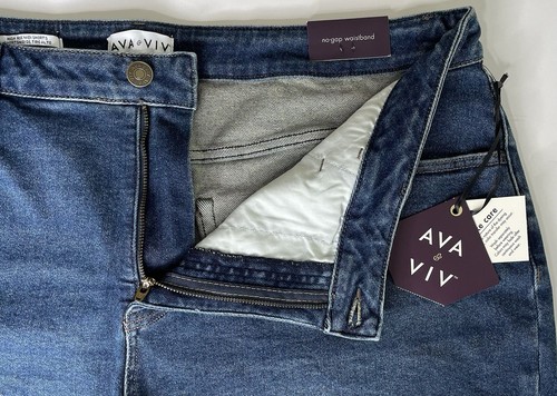 Neu mit Etikett Damengröße 18 AVA & VIV Denim Midi Shorts hoher Bund 5" Schrittlänge Stretch - Bild 5 von 8