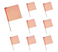 (8 Pack) 18" x 18" Orange Jersey Mesh Safety Flags for Trucks with Dowel