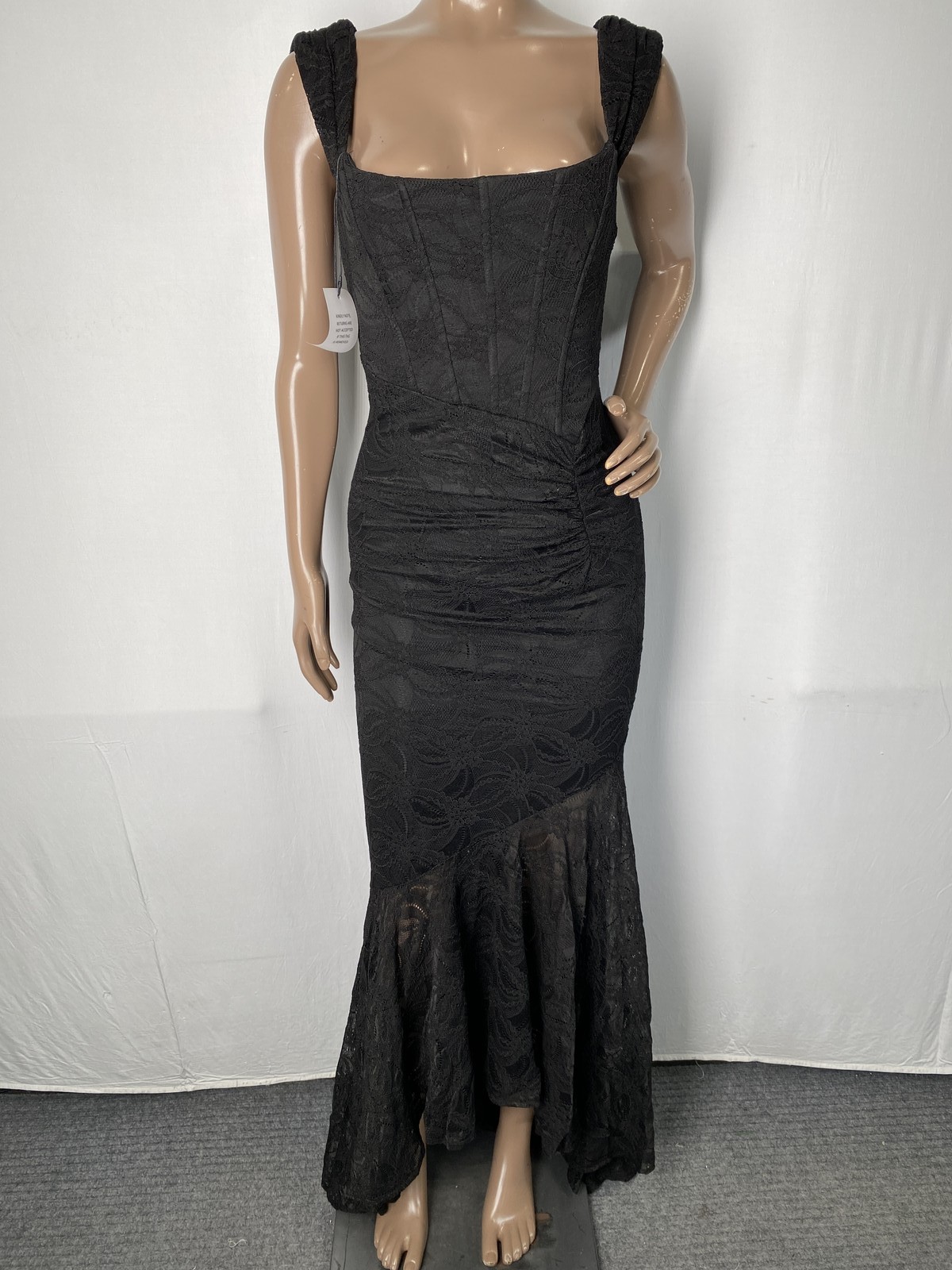 More To Come Womens Maxi Dress Black Size S Micah Corset Lace Floral Ruched