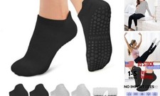 Pilates Socks for Women Non Slip Grip Small-Medium B03-2black/2light Grey