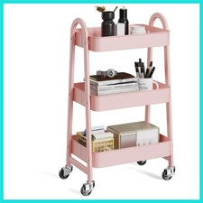 Carrello a Rotolo Utilitario a 3 Livelli, Scaffale Mobile Portaoggetti in Metallo con Ruota Bloccabile...