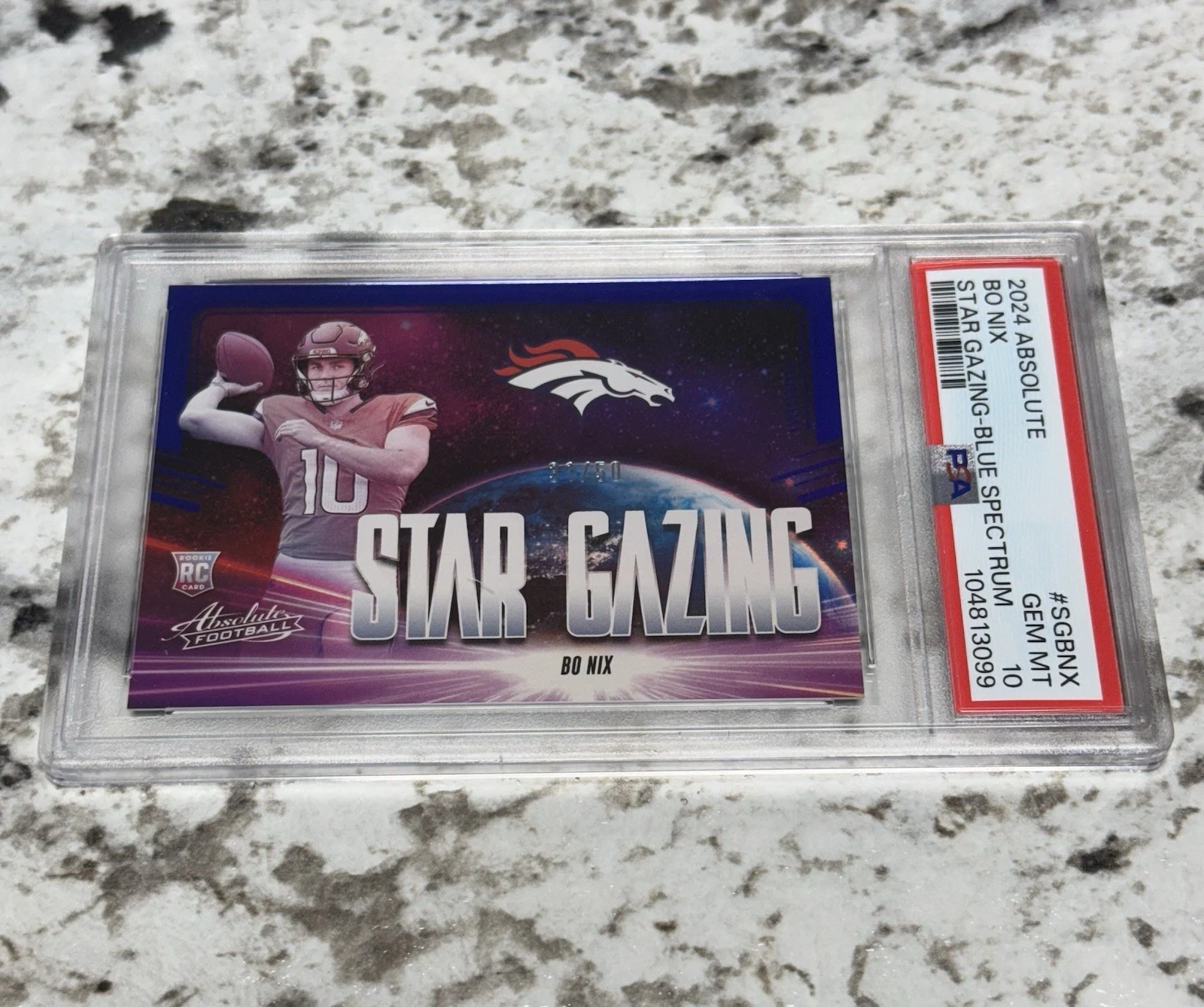 Bo Nix Panini Absolute Star Gazing #SGBNX Blue Spectrum