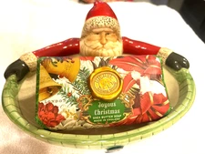 Michel Design Works RARE BAR JOYOUS CHRISTMAS Soap AND SANTA CLAUS DISPLAY BOWL
