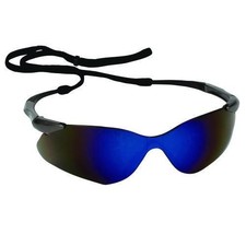 KleenGuard Nemesis Safety Glasses, Gunmetal Half Frame, Blue Dual Lens