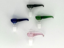 2 RANDOM COLORS - 14MM MALE GLASS BOWL W/ SLIDE REPLACEMENT FOR BONG RIG PIPE