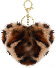 Leopard Faux Fur Keychain for Purse Charms for Handbags Leopard Plush Key Chain