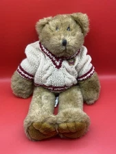 Build A Bear Light Brown Bear Plush w/White & Maroon Sweater Clean 18" Tall