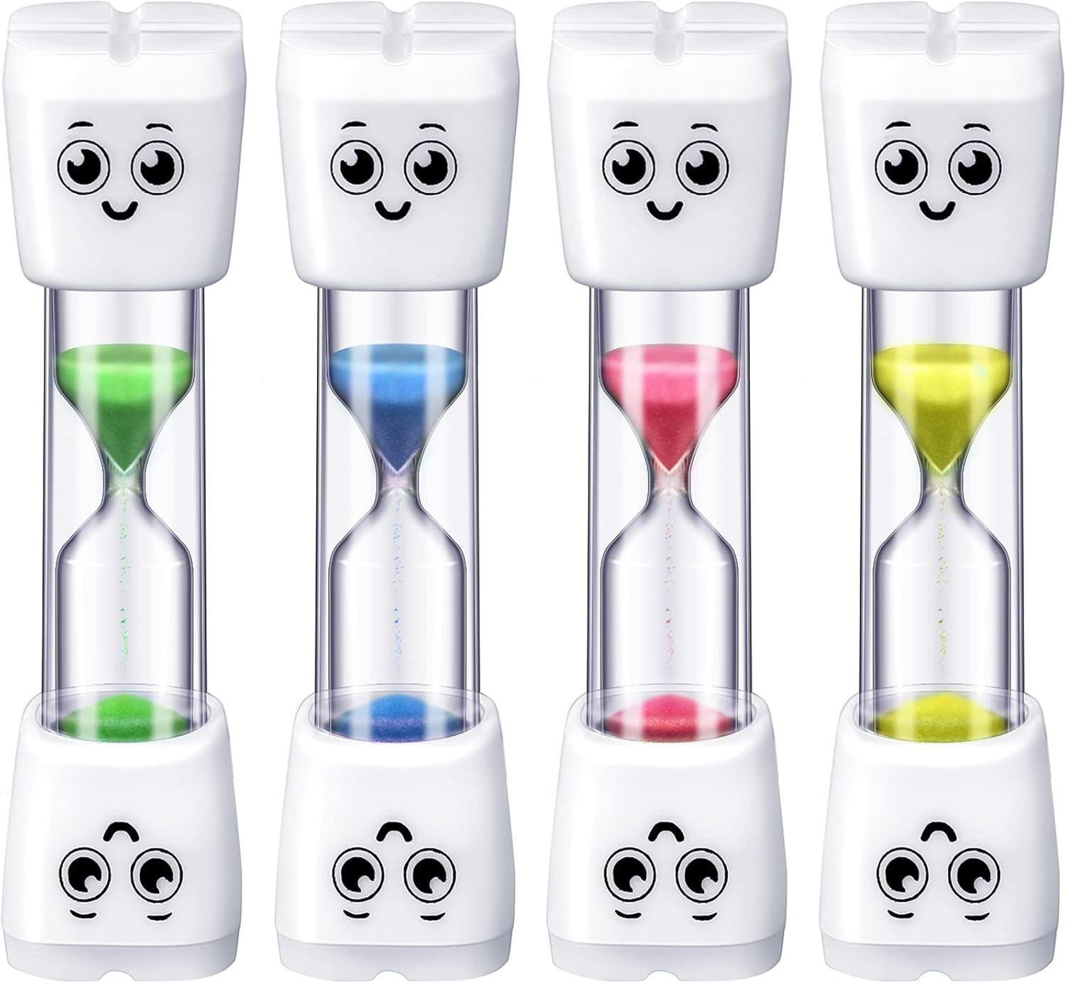 4 Pieces Toothbrush Timer for Kids 2 Minute Sand Timer Smile Pattern Tooth Brush