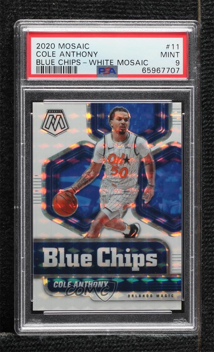 2020 Panini Mosaic Blue Chips White Prizm 16/25 Cole Anthony #11 PSA 9 MINT 02v3