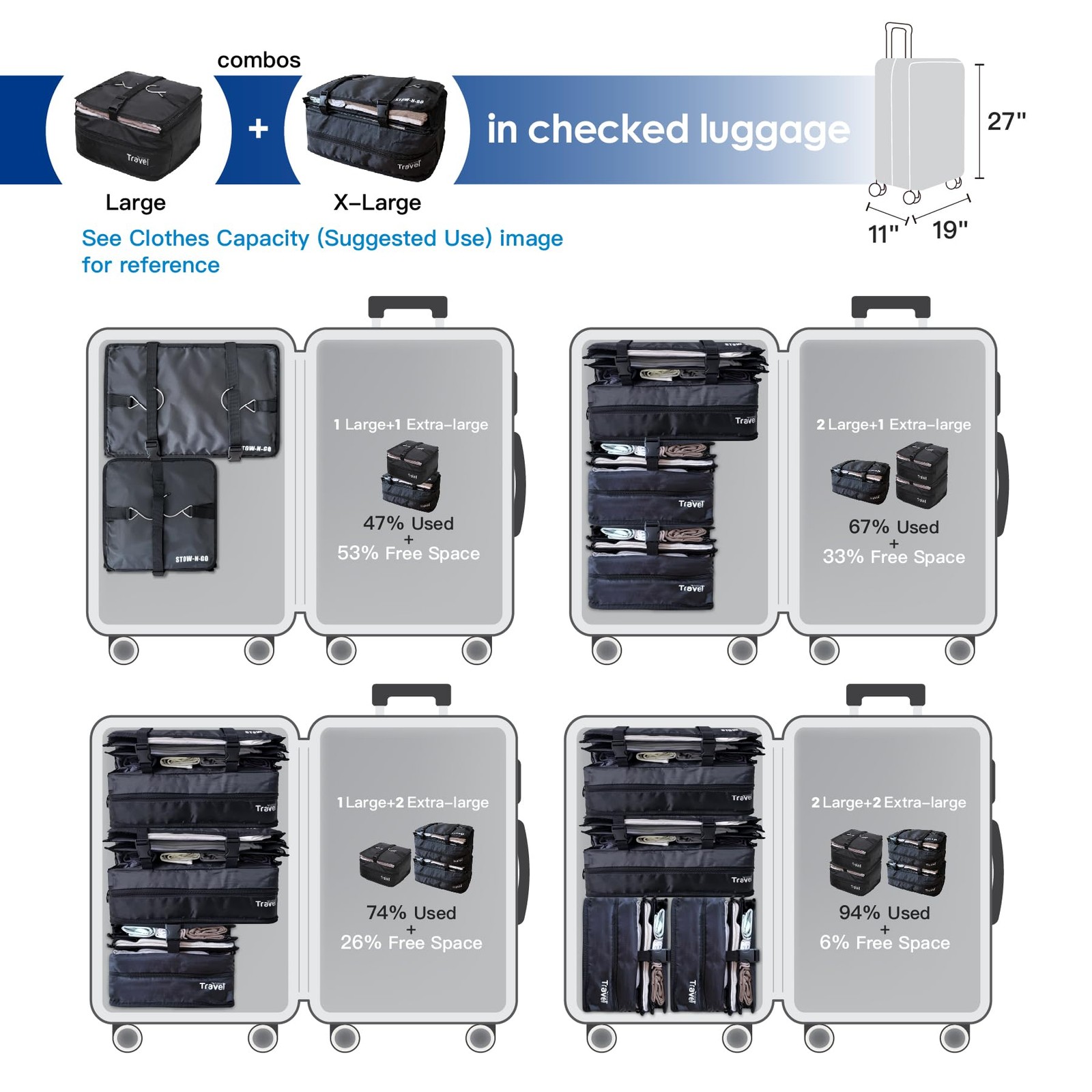 Stow-N-Go Travel Luggage Organizer – Portable Hanging Travel Shelves, Carry-O...