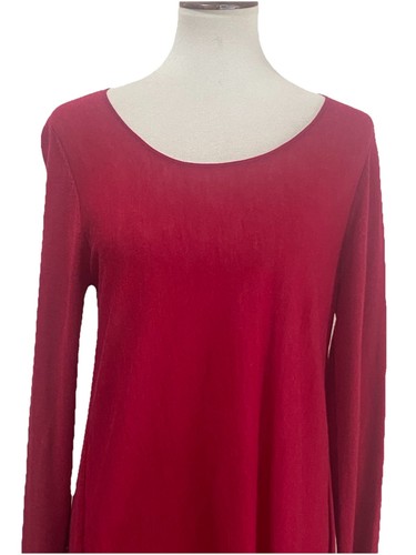Eileen Fisher Women's M Red Long Sleeve Pull-Over Tunic Sweater Stretch - Picture 2 of 7