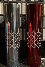 1970s VINTAGE x2 TALL RED & BLUE METALLIC CONRAH VASE Wales 8" 20cm Retro MCM