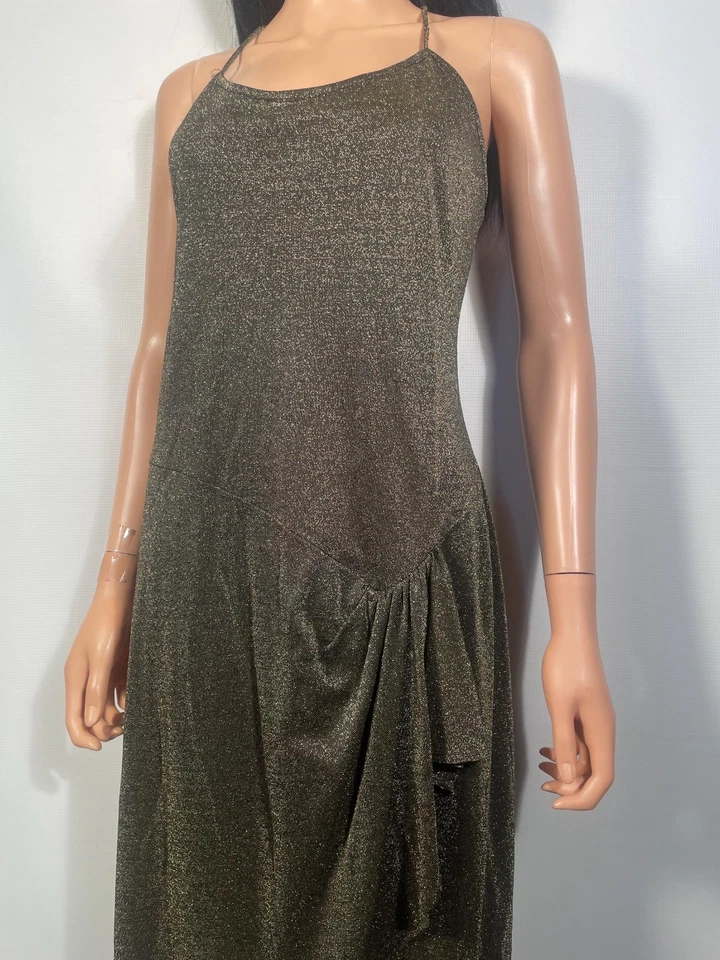 Vintage 80s/90s Gold Lurex Holiday Party Dress Size M - Image 4 of 4