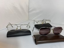 3 Lot VTG Square Aviator Style Glasses Adult Metal Frames Cases Retro Italy