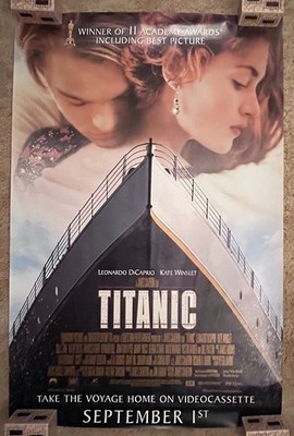 Titanic 1997 Video Release Movie Poster 27x41.5 DiCaprio Winslet Rolled