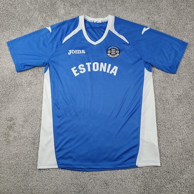Estonia National Football/Soccer Team #4 Jersey T-Shirt Men's Large Blue Joma