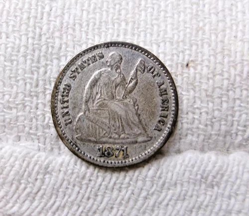 1871 P SILVER SEATED LIBERTY HALF DIME VERY NICE