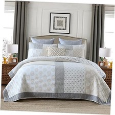 Quilts Queen Size, 100 Cotton Lightweight Queen 90"x98" Moonbeam/Gray/White