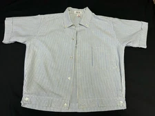 Vintage Youth Sized Boys Shirt Jac Blue Seersucker Stripes Sz 16
