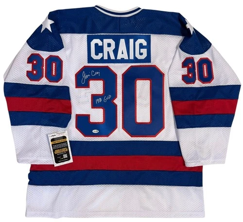 JIM CRAIG SIGNED & INSCRIBED 1980 OLYMPICS USA MIRACLE ON ICE JERSEY JSA COA L