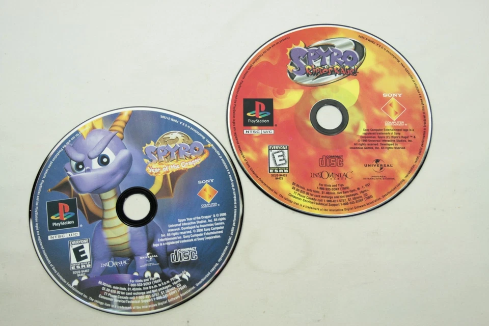 Spyro Año del Dragón & Riptos Rage PS1 Lote de 2 Sony PlayStation 1 Probado Foto 2 de 4