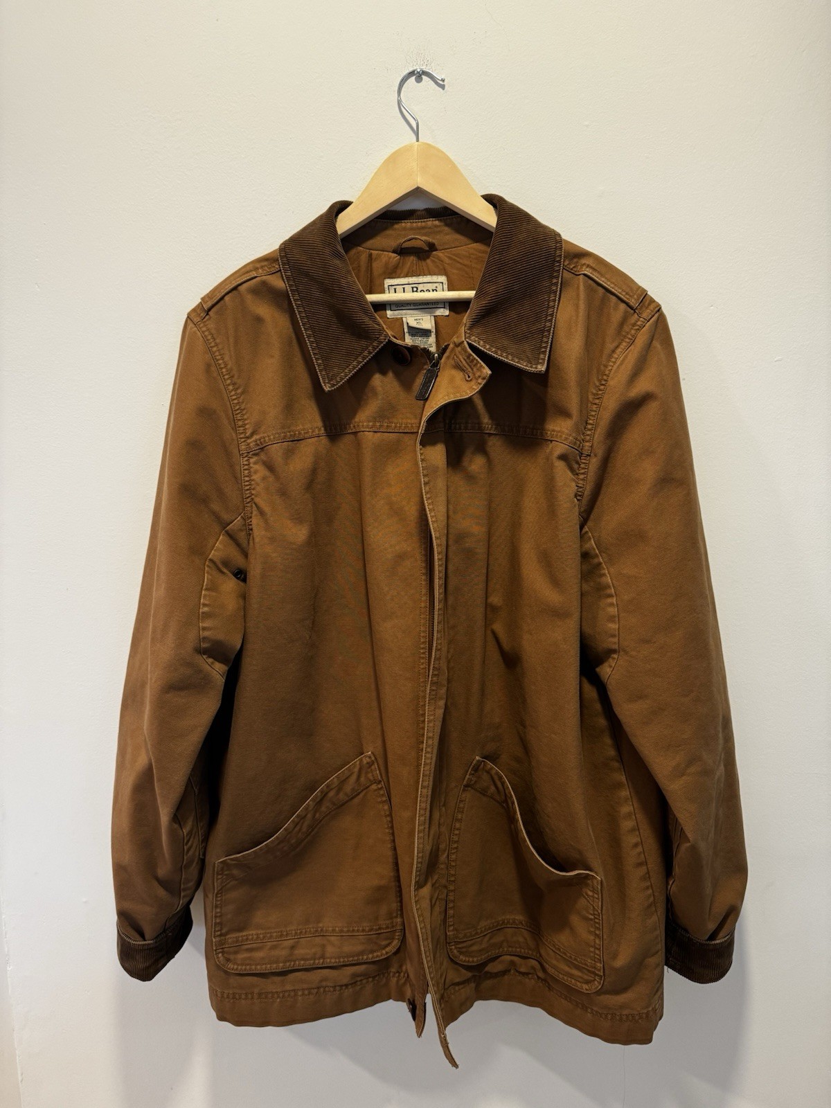 L.L. Bean Men's Vintage Canvas Barn Chore Jacket Full Zipper Brown Size XL Tall