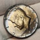 1969 D 50c Kennedy Silver Half Dollar 50c US Coin AU Blue Toning Toner H-69D