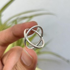 925 Sterling Silver Criss Cross X Ring Dainty Minimalist Crossover