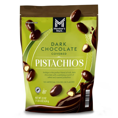 Member's Mark Dark Chocolate Covered Roasted Pistachios, 22 oz.