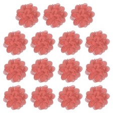 Applique in tessuto da cucire fiori in chiffon per artigianato confezione da 4 pollici e 15 e rosso