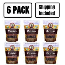 Organic Raisins | Pack of 6 | 1 lb | Shipping Included | Grain Place Foods