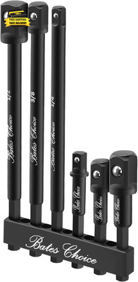 Bates- Impact Grade Socket Adapter Set, 6 Pcs, 3'' & 6'' Hex Shank, 1/4'', 3/8'', 1/
