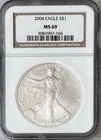 2004 $1 Silver Eagle 1 ounce Silver NGC MS69 0.999 Fine Silver Bullion Coin