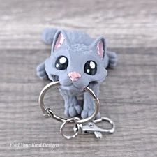 Mini Cat 3D Keychain Articulated Flexi Fidget Toy- Stocking Stuffer- Bag Decor