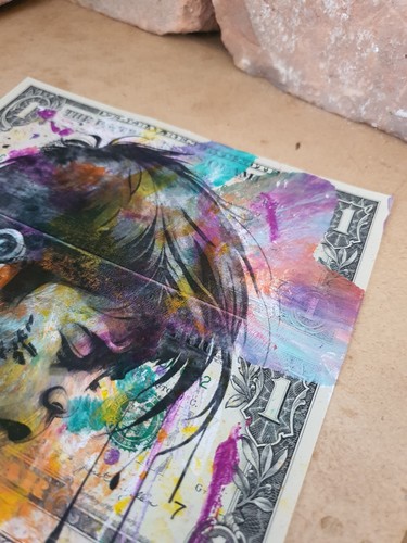 Wolfi Waeger Money Art Real Dollars 1/1 -*Hidden Tears* SEE VIDEO A27 - Picture 5 of 9