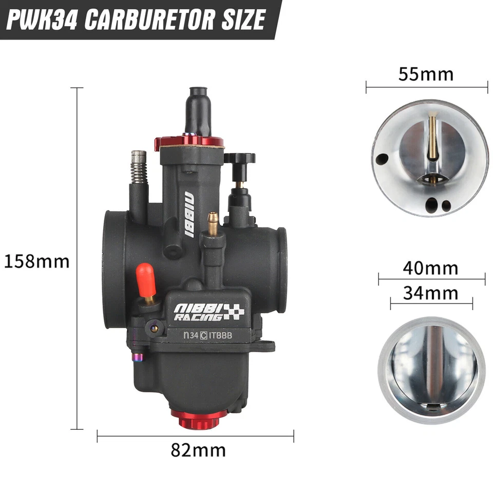 Carburador pré-jateado NIBBI PWK 34mm para Honda CR125R 1979-2008 CR125M 1974-1978 - Imagem 2 de 4