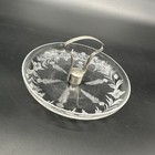 Vintage Hawkes Sterling Silver Handle Etched Crystal Bon Bon Tray Dish Monogramm