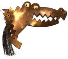 VIZBAR 1933-2019 NEW YORK CITY HORSE  SCULPTURE MODERNIST COPPER ARTISAN BROOCH