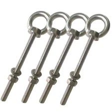 Stainless Steel Eye Bolt, 4Pack M8 Shoulder Eye Bolts 5/16" X 4"With Nuts and Wa