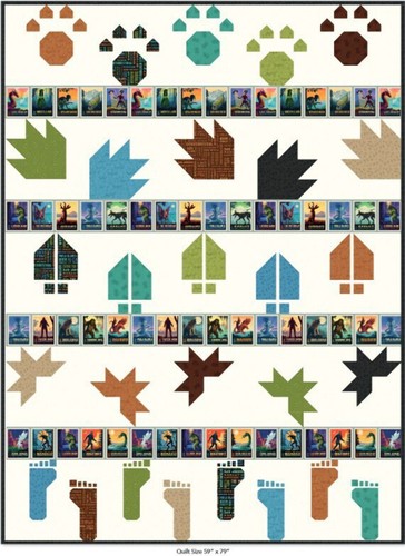 Riley Blake - Legends Of The National Parks 23.5" Legends Postcards Panel Blue - Picture 5 of 6