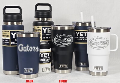 Florida Gators YETI Laser Engraved Tumblers, Mugs, Can Colsters and Chug  Bottles