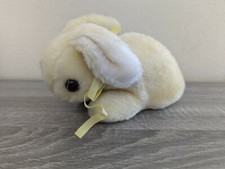 Vintage Eden Toys Plush White Bunny Rattle Yellow Accents Soft Easter Bunny VTG