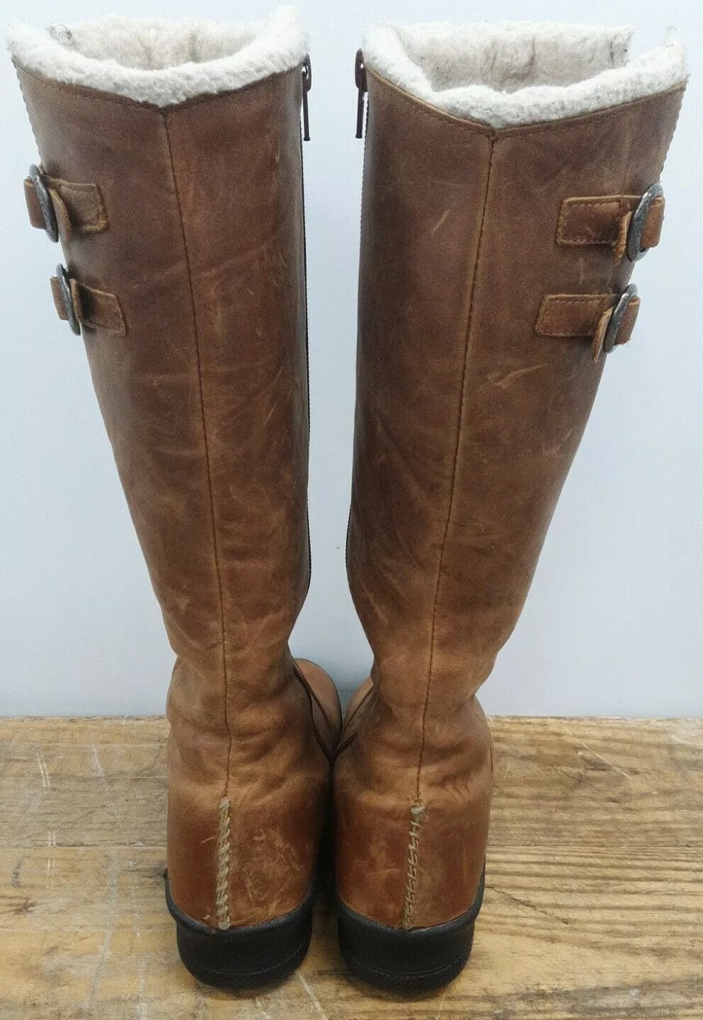 Keen Marble Brown Leather Lined Zip Knee High Winter Boots Sz 5 Style 5464 CRTN