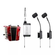 UHF Wireless Instrument Microphone Mic Dual Channels for Accordion Guitar Pipa