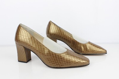 Rebeca Sanver Vintage Zapatos Todo Cuero Bronce T 37,5 Nuevo